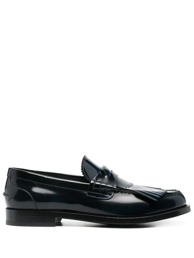 Burberry Fringed Penny Loafers In Blau