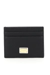 DOLCE & GABBANA LEATHER CARD HOLDER WITH LOGO PLAQUE,BI0330 AW737 80999