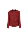 Valentino Sequin-detail Tweed Jacket In Rosso/multicolor/oro