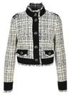 DOLCE & GABBANA DOLCE & GABBANA CROPPED SINGLE-BREASTED JACKET IN TWEED WITH DECORATIVE BUTTONS,F28VWTFMMFTS8031