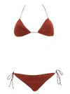 Oseree Metallic-thread Halterneck Bikini In Brown