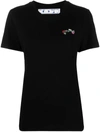 Off-white Arrows Flowers T-shirt In Black Jersey In Black