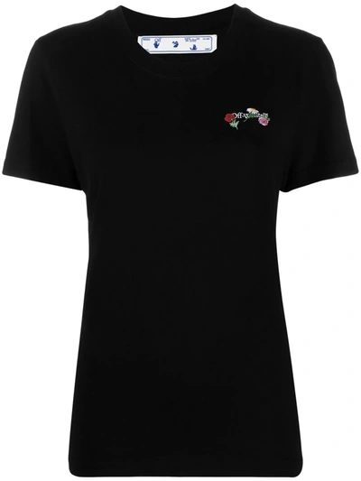Off-white Arrows Flowers T-shirt In Black Jersey