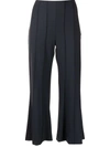 MONSE CROPPED FLARED PINTUCK TROUSERS