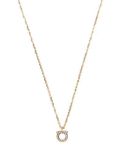 Ferragamo Crystal-embellished Gancini Necklace In Gold