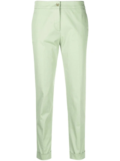 Etro High-rise Cropped Slim-fit Trousers In Green