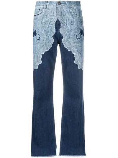 Etro Paisley-print Wide Leg Jeans In Blue