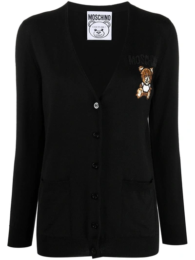 Moschino Teddy Bear 珠饰开衫 In Black