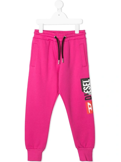 Diesel Kids' Logo-print Track Trousers In Pink