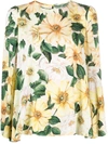 DOLCE & GABBANA CAMELLIA-PRINT SILK-BLEND TOP