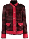 DOLCE & GABBANA FRAYED TWEED CHECK JACKET