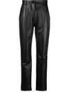 DOLCE & GABBANA DART-DETAILING LEATHER TROUSERS