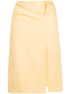 JACQUEMUS HIGH-WAISTED LINEN MIDI SKIRT