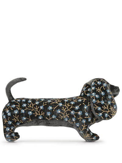 Anke Drechsel Floral Embroidered Sausage Dog In Grey