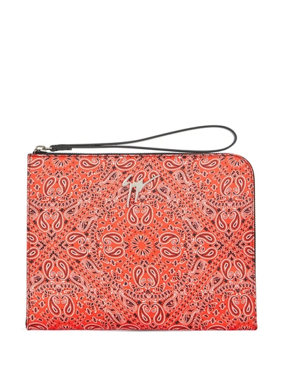 Giuseppe Zanotti Fabian Paisley Print Clutch In Red