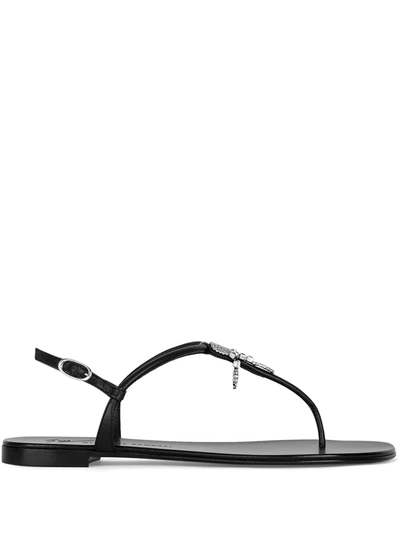 Giuseppe Zanotti Sagitta Leather Sandals In Black