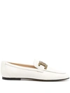 Tod's Kate Embellished Leather Loafers In White