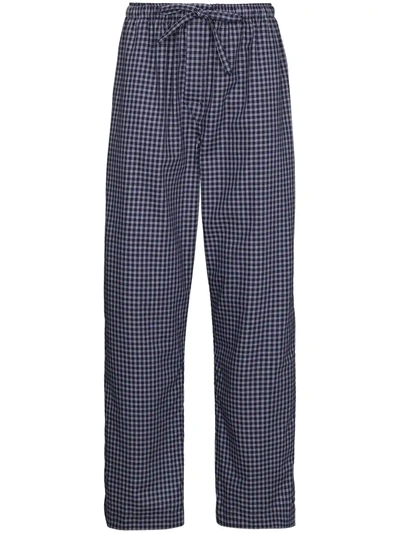 Derek Rose Braemar Checked Lounge Trousers In Navy