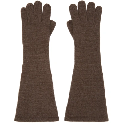 Totême Brown Cashmere Gloves In 866 Hazel