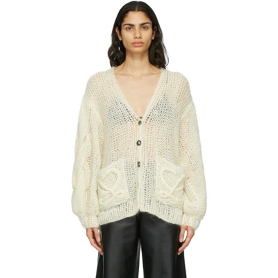 Loewe Anagram-knitted Mohair-blend Cardigan In White