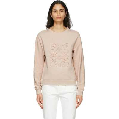 Loewe Logo-embroidered Crew-neck Sweatshirt In Pink