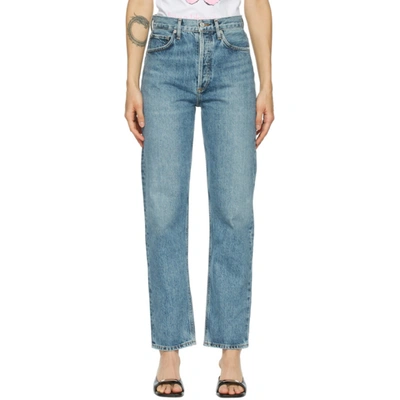 Agolde '90s Pinch High Waist Straight Leg Organic Cotton Jeans In Blue