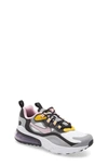 Nike Kids' Air Max 270 React Sneaker In Grey/ Light Pink/ Sulfur