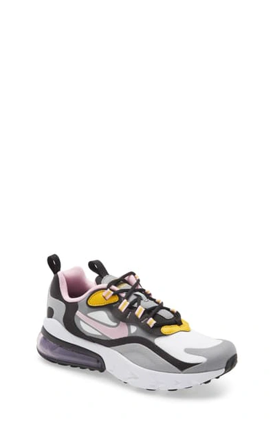 Nike Kids' Air Max 270 React Sneaker In Grey/ Light Pink/ Sulfur