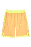 Nike Kids' Dry Elite Basketball Shorts In Orange Chalk/ Volt/ Volt