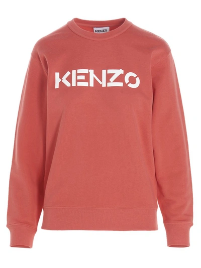 Kenzo Brushed Cotton Sweatshirt In Red,white
