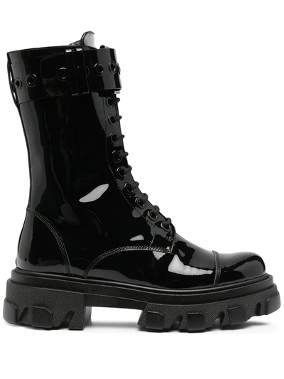 Amen Lug-sole Military Boots In Black