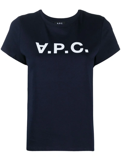 Apc Logo-print Cotton T-shirt In Navy