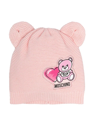 Moschino Babies' Toy Bear Beanie In Pink