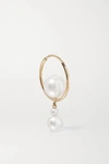 SOPHIE BILLE BRAHE BABYLON ELIPSE 14-KARAT GOLD PEARL HOOP EARRING