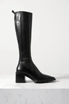 ALEXANDER WANG PARKER LUG GLOSSED TEXTURED-LEATHER KNEE BOOTS