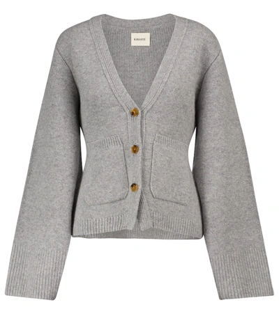 Khaite Scarlet Cashmere Cropped Cardigan In Grey,neutral