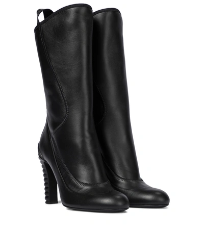 Fendi Promenade Leather Ankle Boots In Black