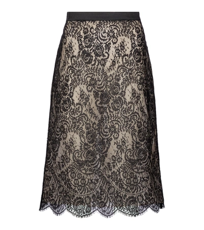 Alexander Mcqueen Grosgrain-trimmed Cotton-blend Lace Skirt In Black