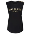 BALMAIN LOGO COTTON TANK TOP,P00526725