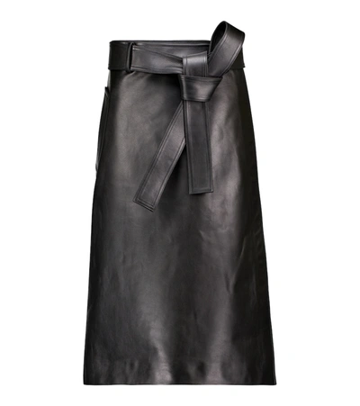 Balenciaga High-rise Leather Midi Skirt In Black