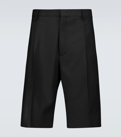 Valentino Wool And Mohair Bermuda Shorts In Nero