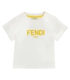 FENDI BABY LOGO COTTON T-SHIRT,P00530091