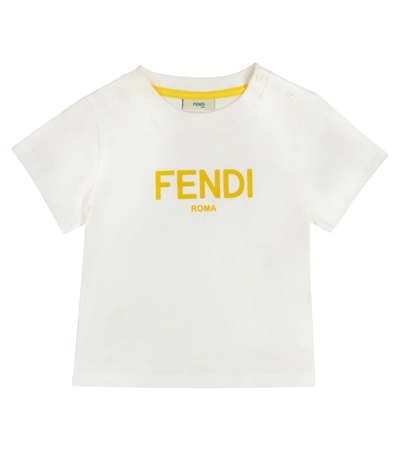 Fendi Baby Logo Cotton T-shirt In White