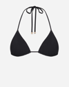 Dolce & Gabbana Leopard-print Triangle Bikini Top In Black Technical