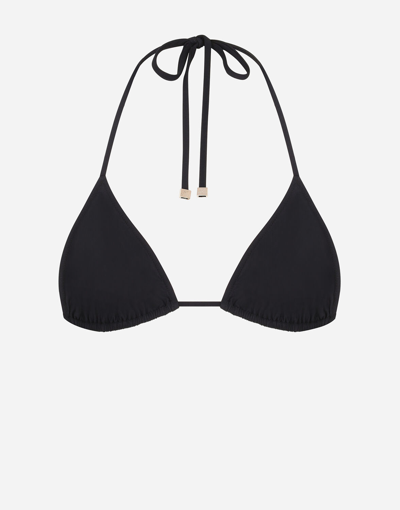 Dolce & Gabbana Leopard-print Triangle Bikini Top In Black