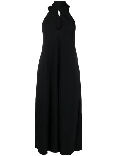 Victoria Beckham Halter-neck Keyhole Midi Dress In Black