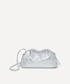 Mansur Gavriel Mini Cloud Metallic Leather Clutch In Silver-tone
