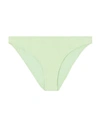 Ganni Stretch-seersucker Mid-rise Bikini Briefs In Light Green