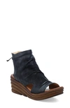 Miz Mooz Anna Slouch Wedge Sandal In Black Leather