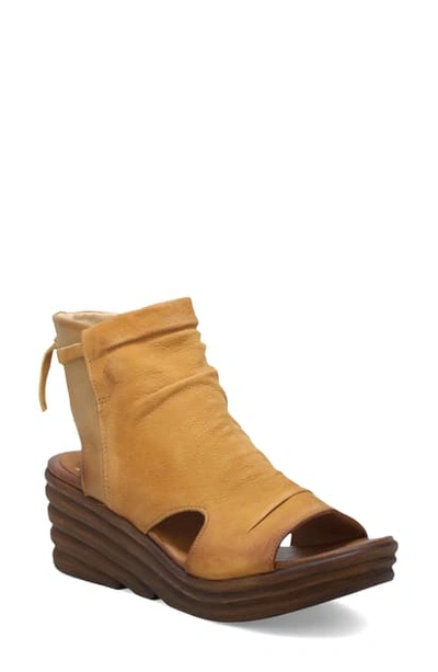 Miz Mooz Anna Slouch Wedge Bootie In Wheat Leather